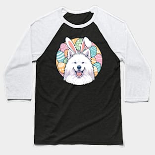 Samoyed with Bunny Ears Enjoys Easter Festivities Baseball T-Shirt